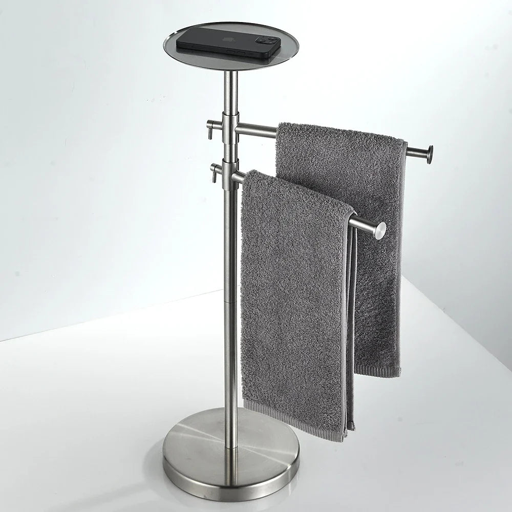 Floor Standing Base Luxury Hotel Towel Rack Holder Towel Storage Shelf Brush Gold Towel Bar