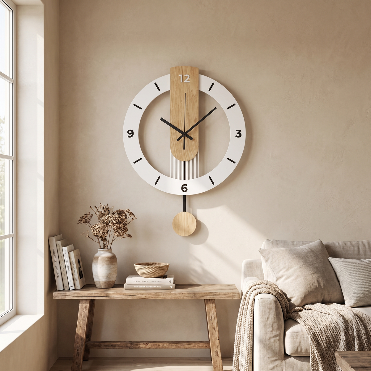 Wood Grain Pendulum Clock