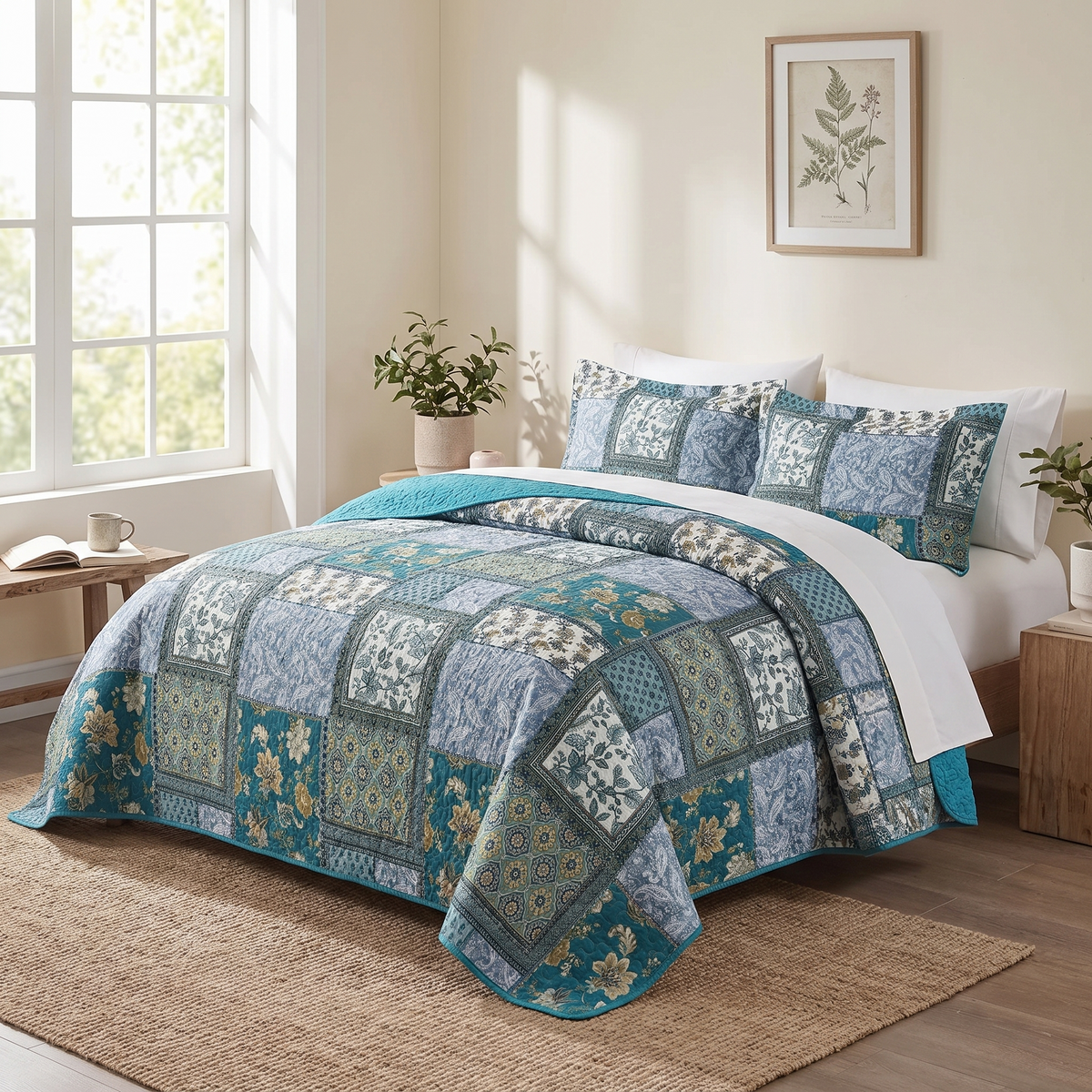 Floral Patchwork Quilt Set