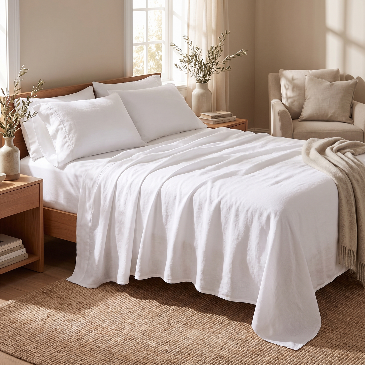 French Washed Linen Bed Sheets