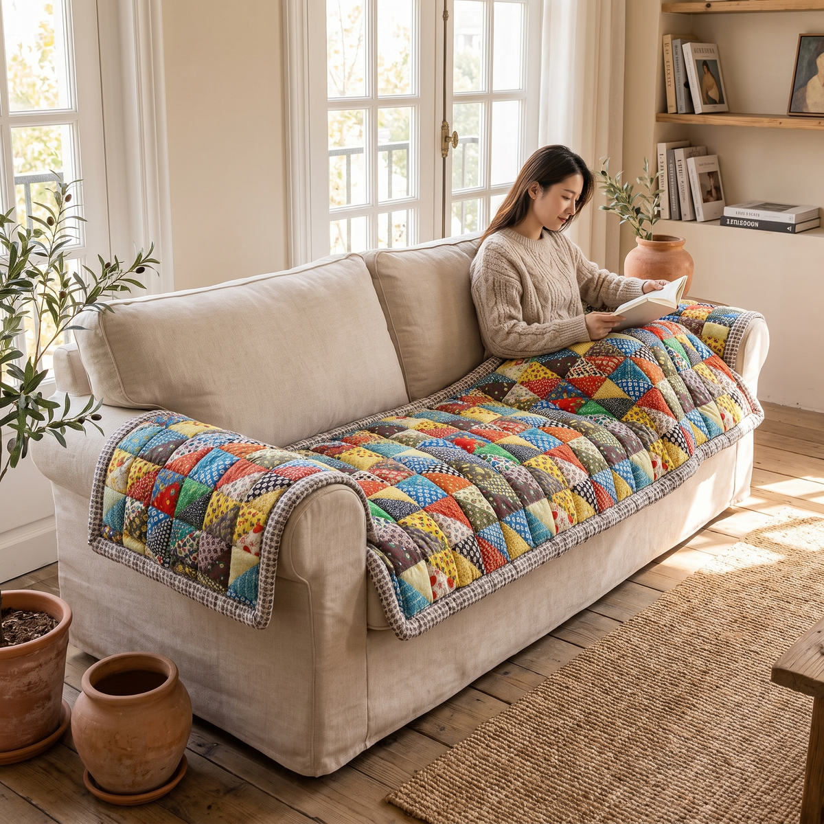 European Floral Sofa Protector