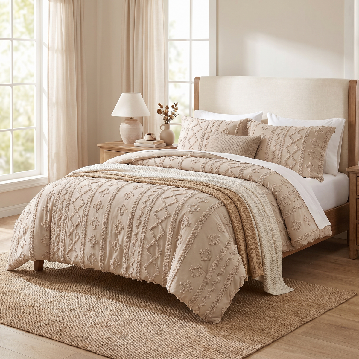 Tufted Boho Comforter Set (3 Pcs)