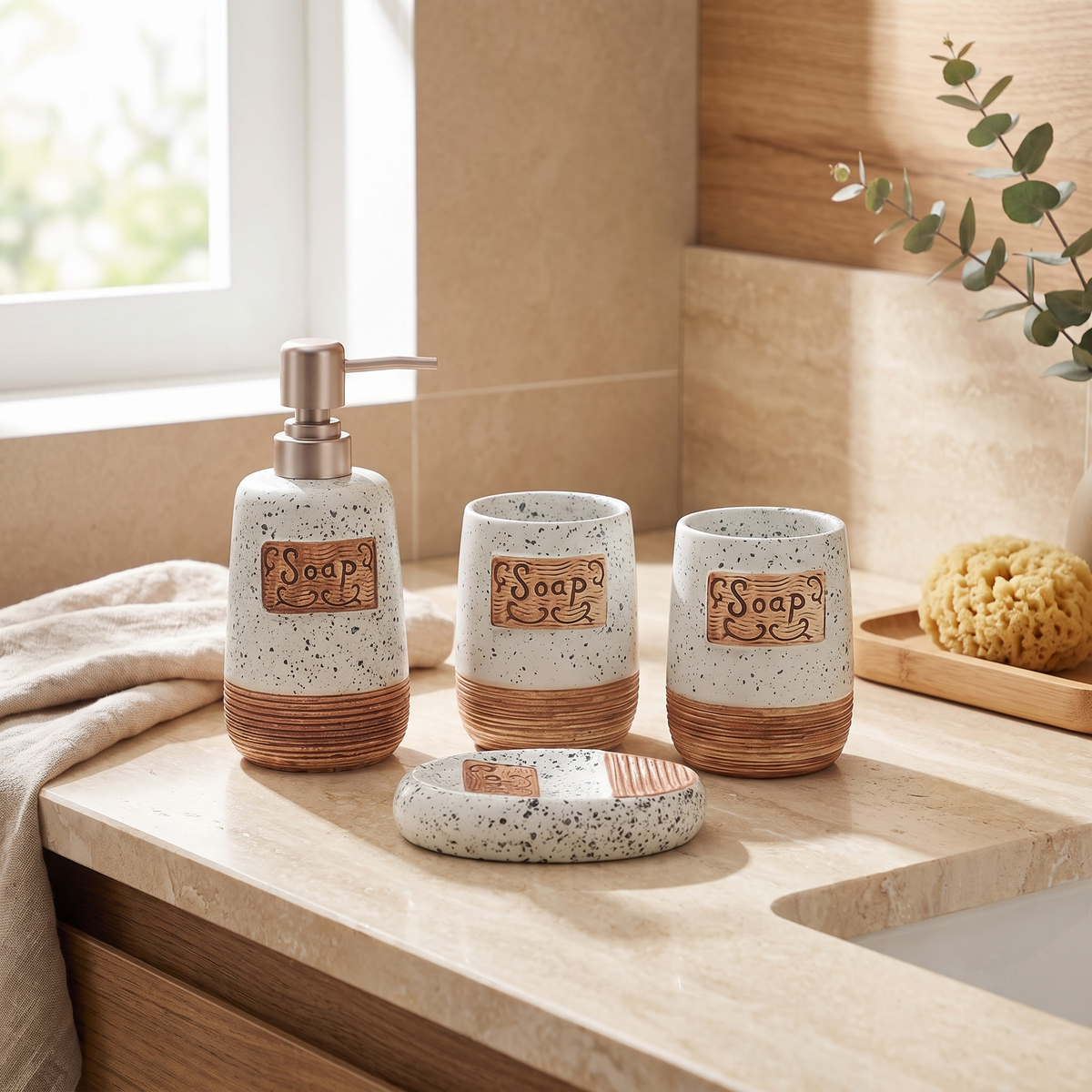 Ceramic Bathroom Accessory Set