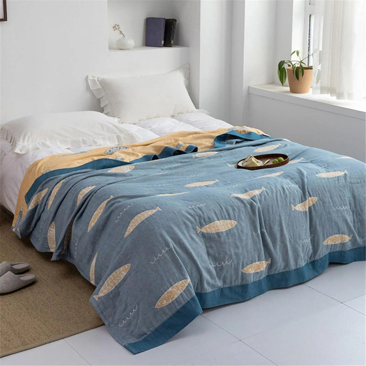 Fish Muslin Throw Blanket