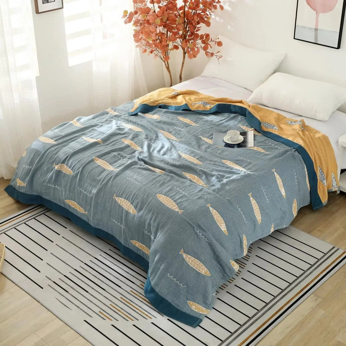 Fish Muslin Throw Blanket