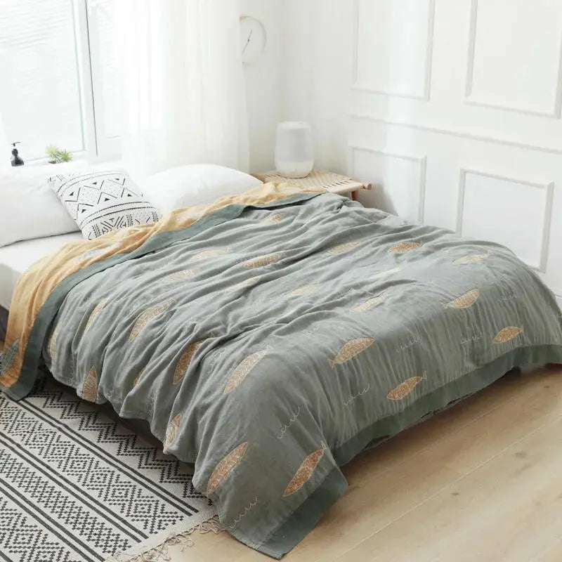 Fish Muslin Throw Blanket