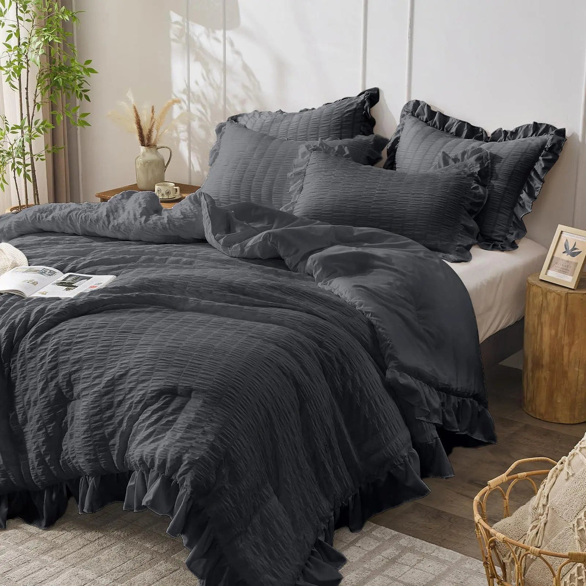 Korean Lace Seersucker Bedding Set