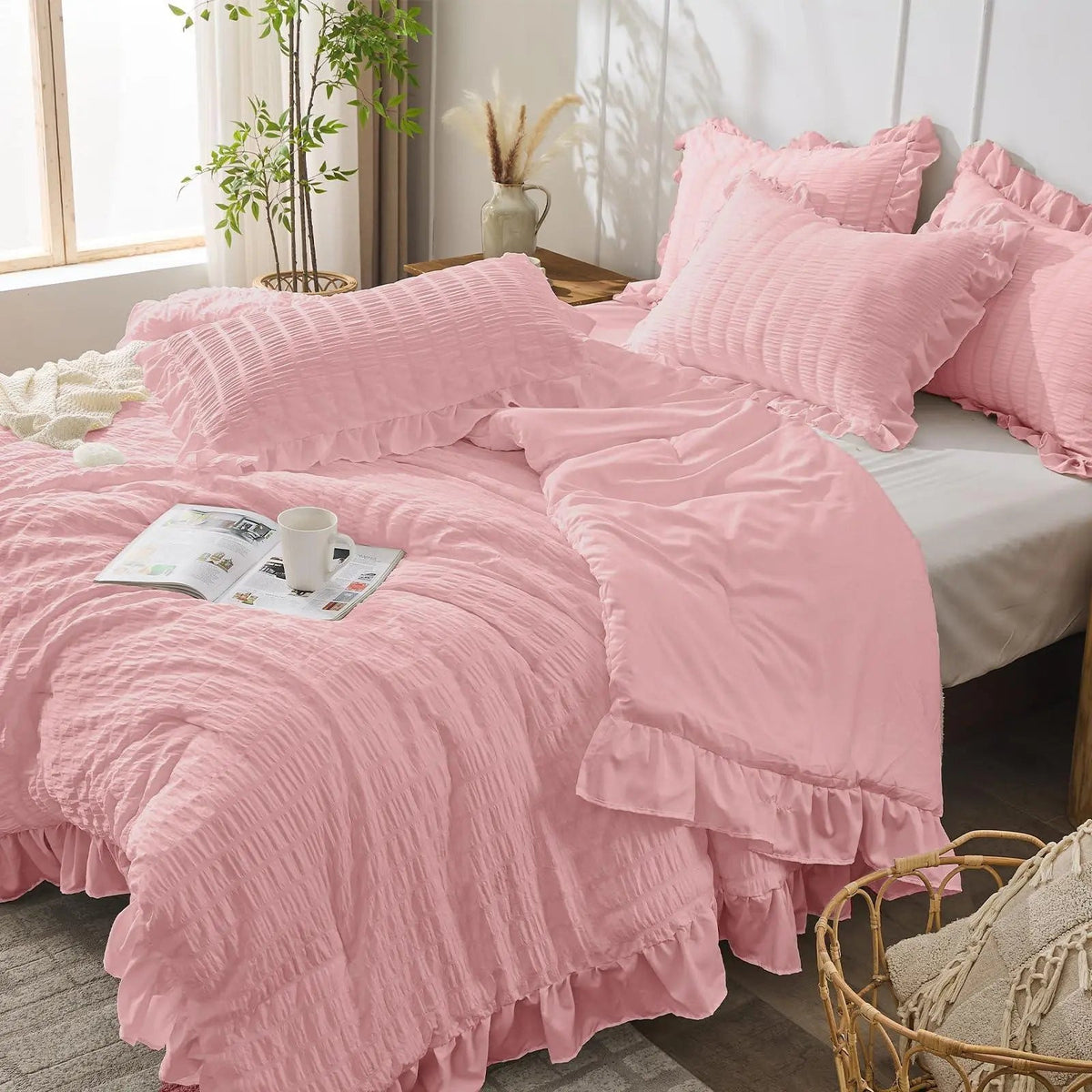 Korean Lace Seersucker Bedding Set