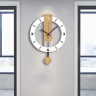 White wood grain acrylic creative pendulum clock silent clock living room bedroom kitchen office home decoration
