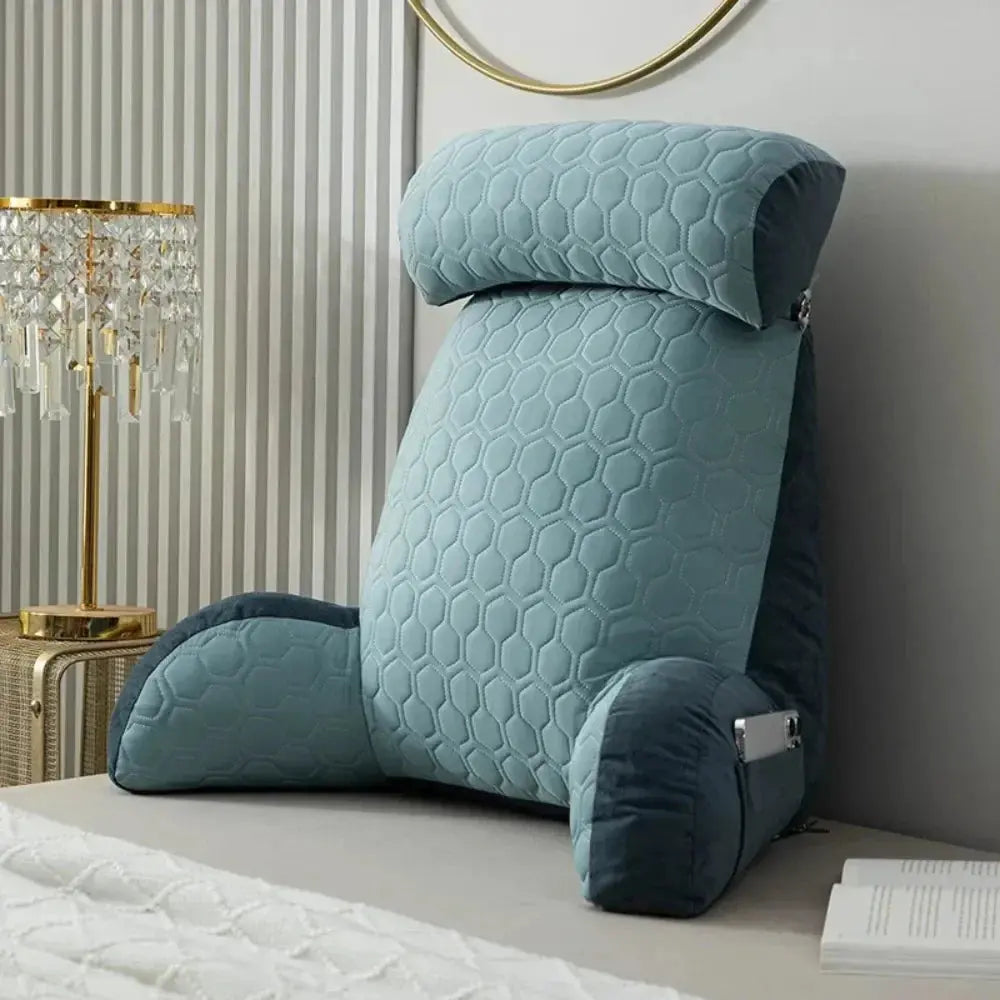 Reading Pillow Standard Bed Pillow Large Backrest Soft Cool Silk Latex Cushion Washable Cover Chair with Pockets Bed Pillow