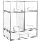 Stackable Storage Drawers Set of 5, Clear Plastic Organizer Bins for Beauty Supplies,Ideal for Vanity, Bathroom,Cabinet