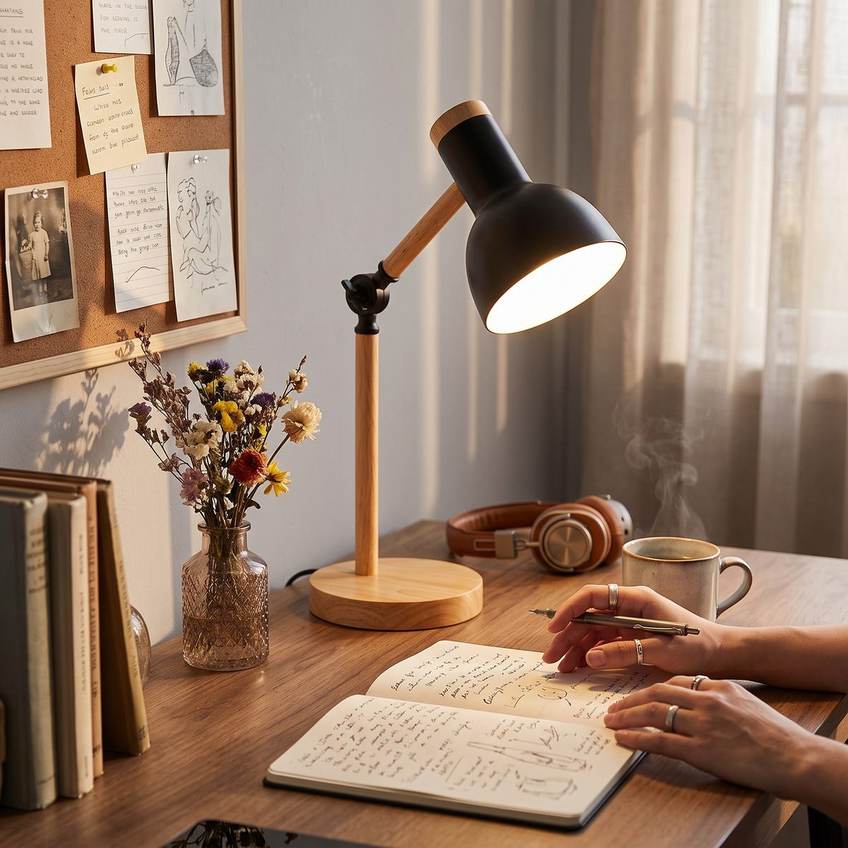 Nordic Wooden LED Desk Lamp lifestyle