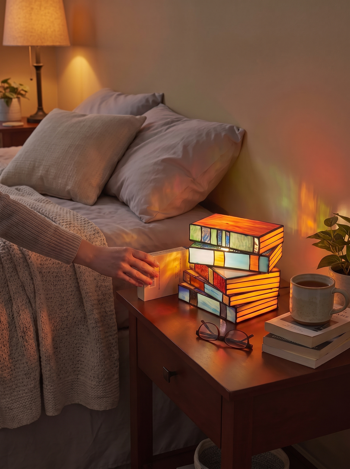 Stained Glass Book Lamp lifestyle 1