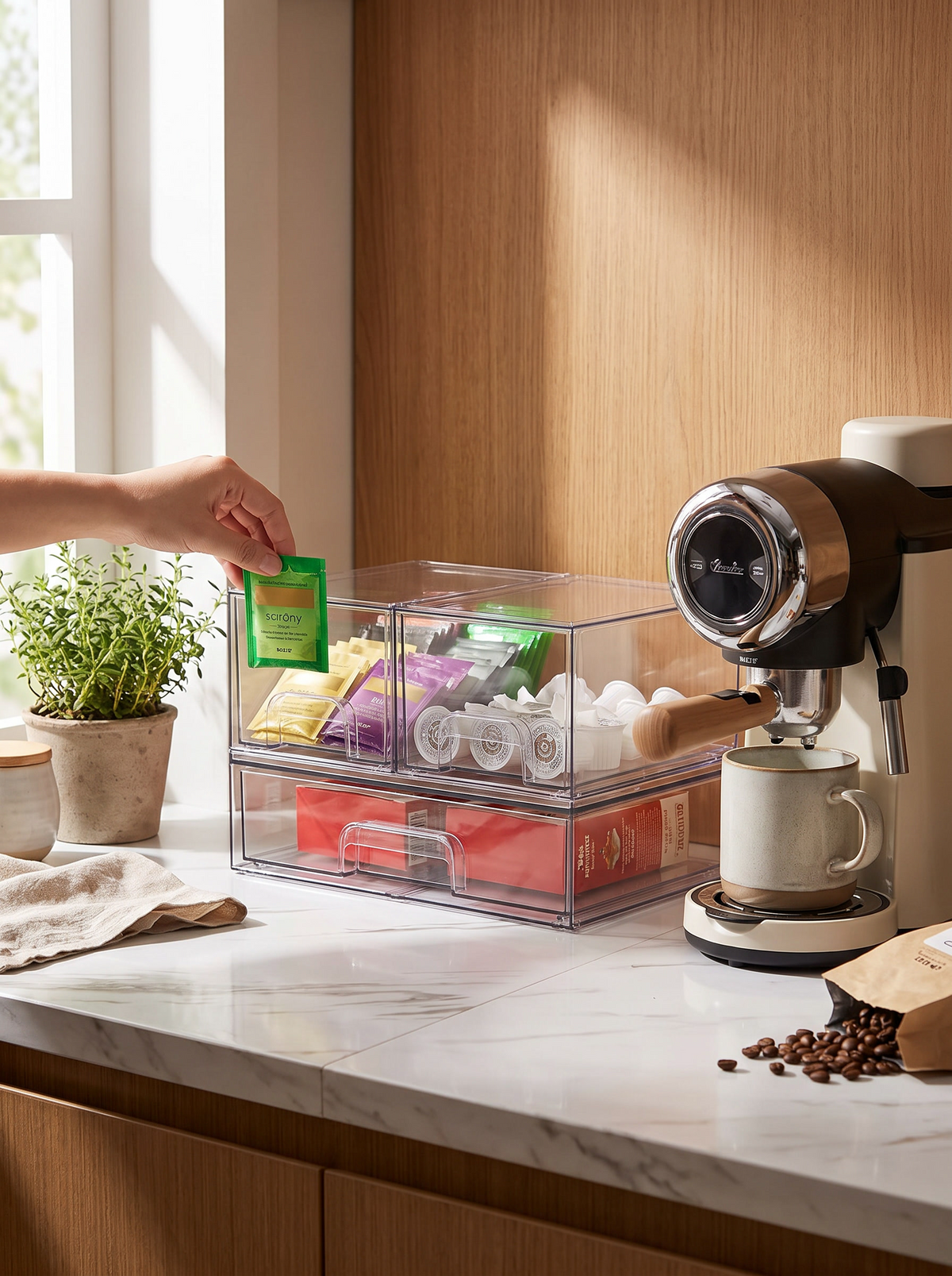 Stackable Storage Drawer Set, Calm Counters, Faster Mornings