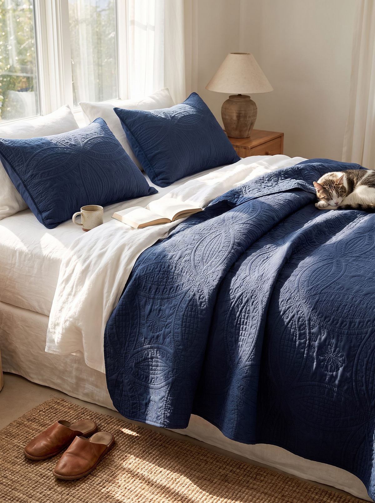 Coin Pattern Quilt Set, Crisp Structure, Wash After Wash