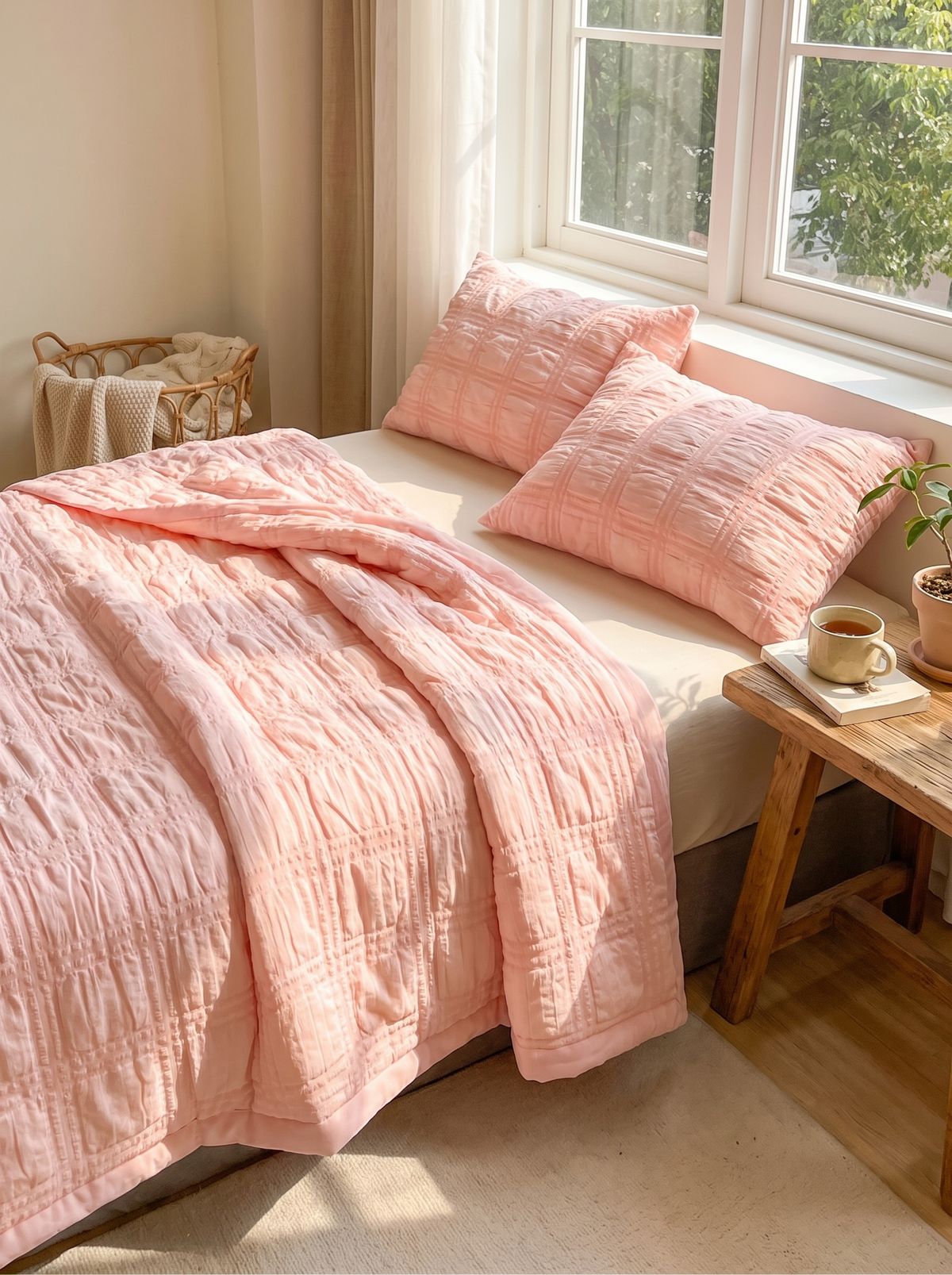 Reversible Seersucker Quilt, Light, Breathable Layer
