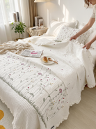 Ruffled Floral Quilt Set, Complete And Coordinated