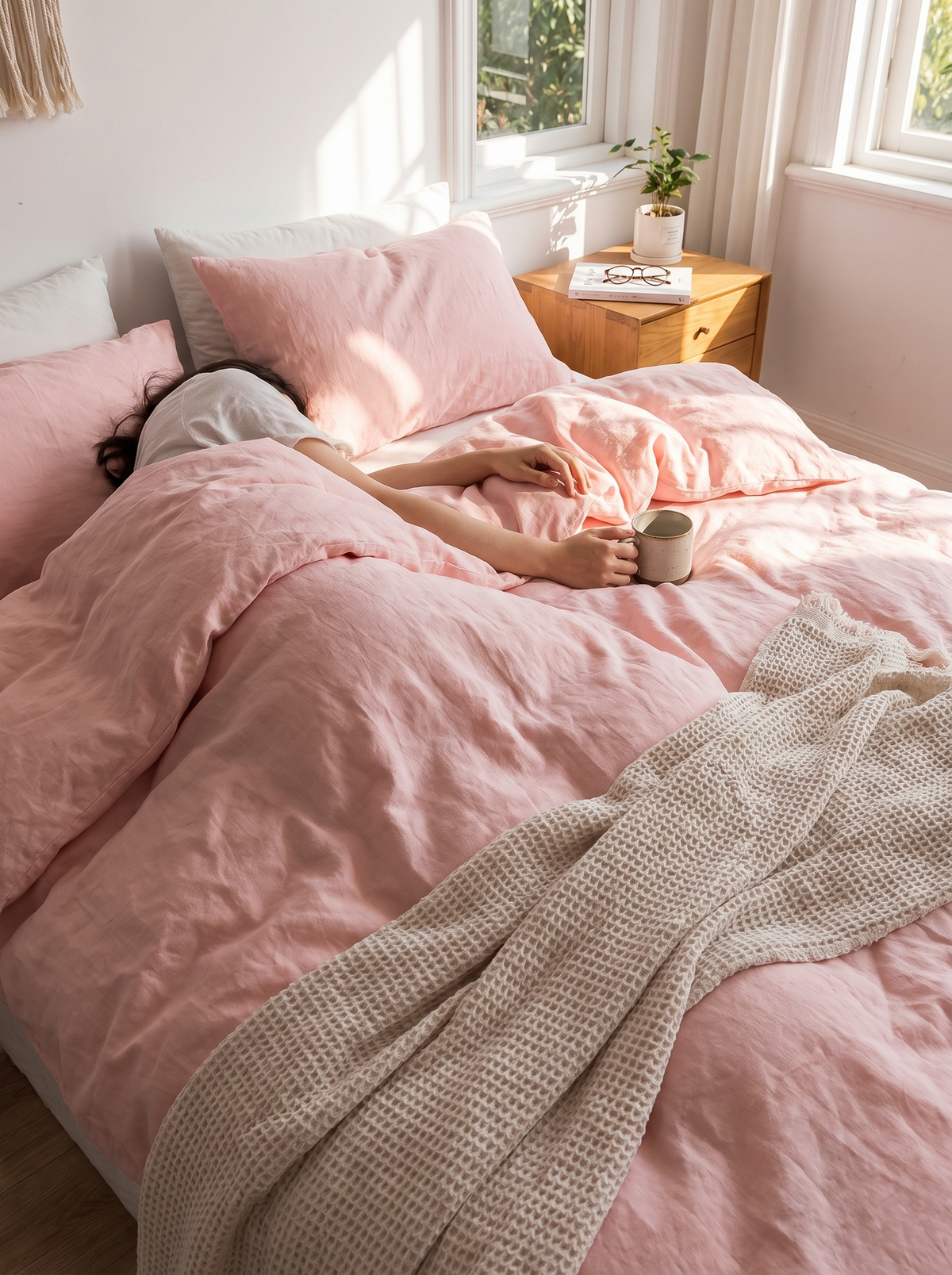 Pink Cotton Bedding Set, Calm Pink, Every Night