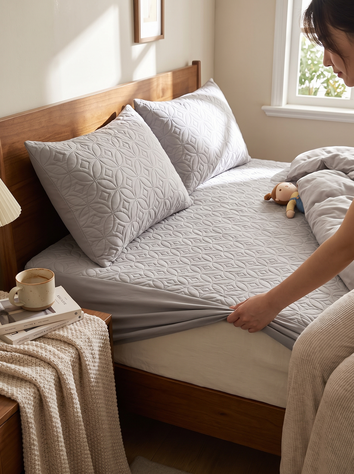 Quilted Waterproof Mattress Protector, Spills Stay On Top