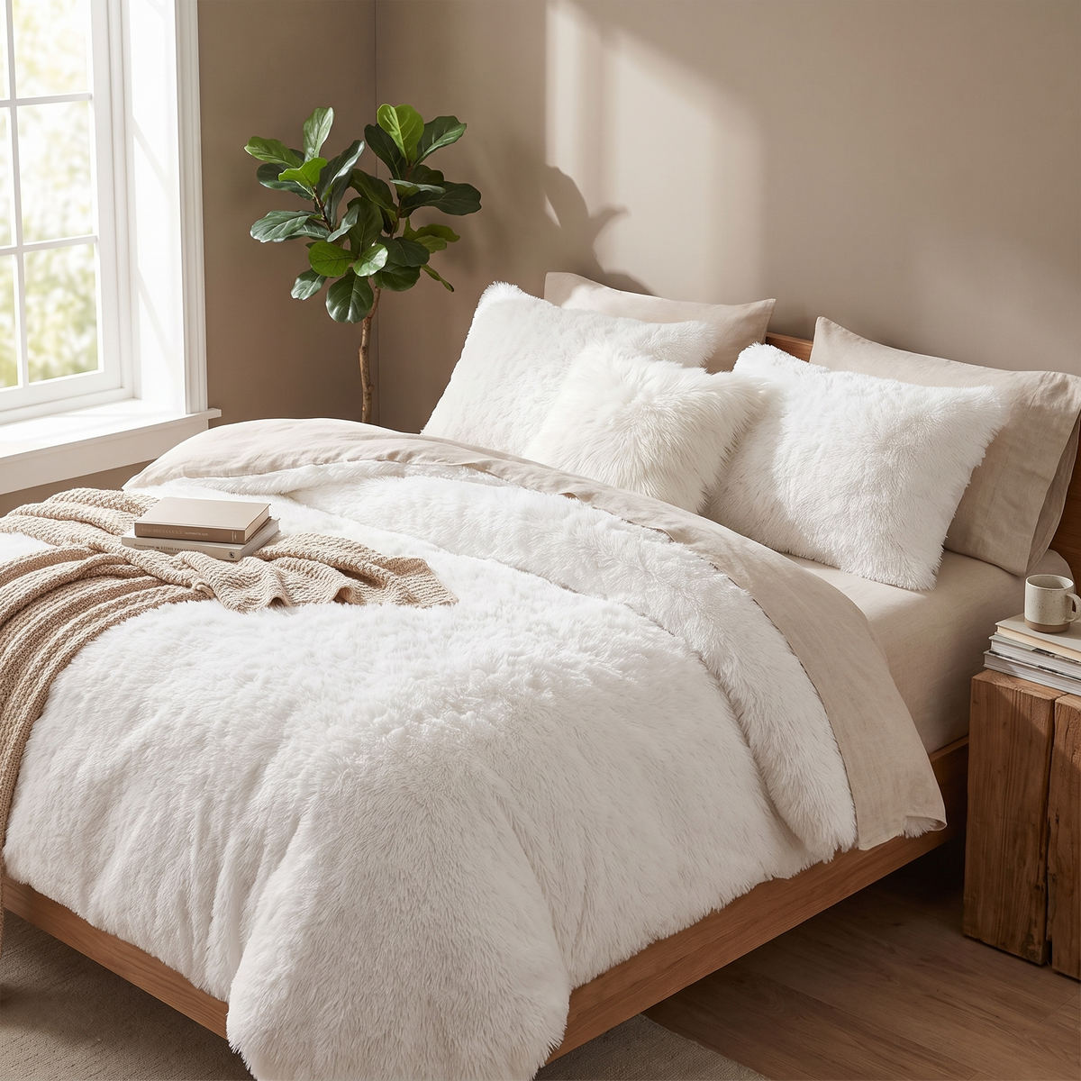 Faux Fur Plush Duvet Cover Set (4 Pcs)
