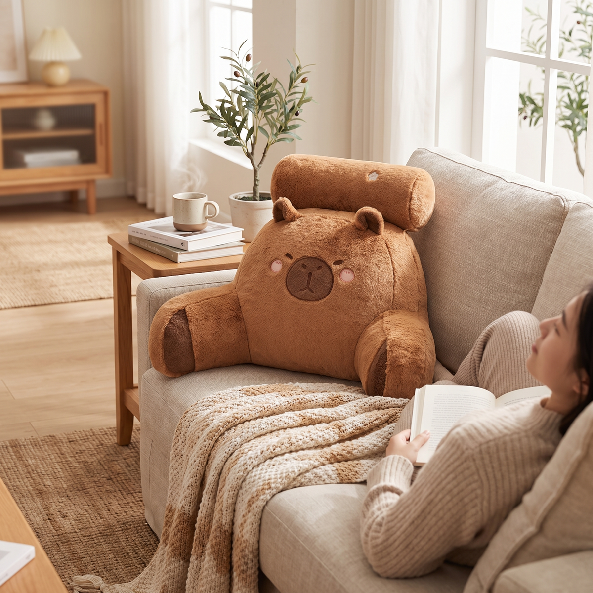 Capybara Reading Pillow