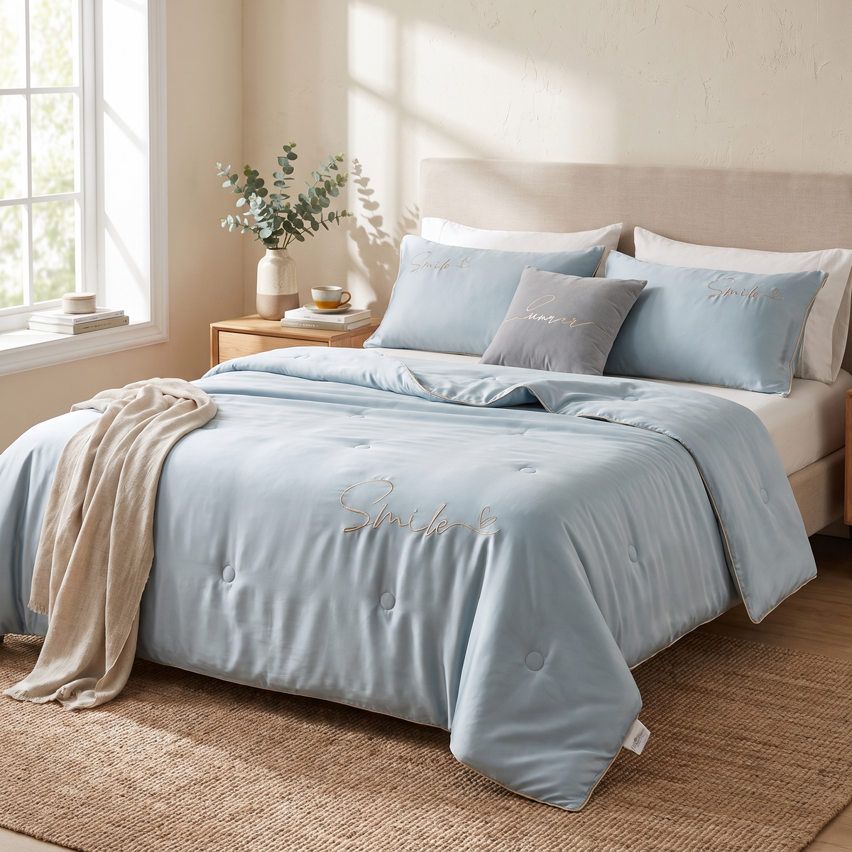 Washed Silk Summer Quilt Set (3 Pcs)