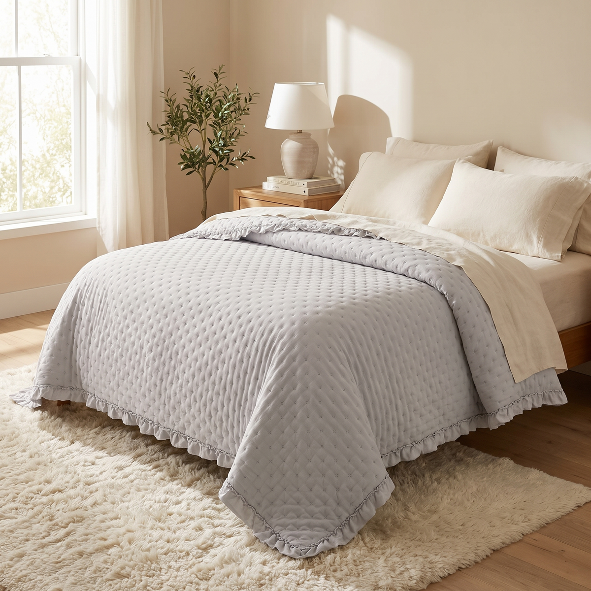 Ruffle Scalloped Bedspread Coverlet