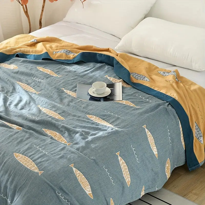 Fish Muslin Throw Blanket