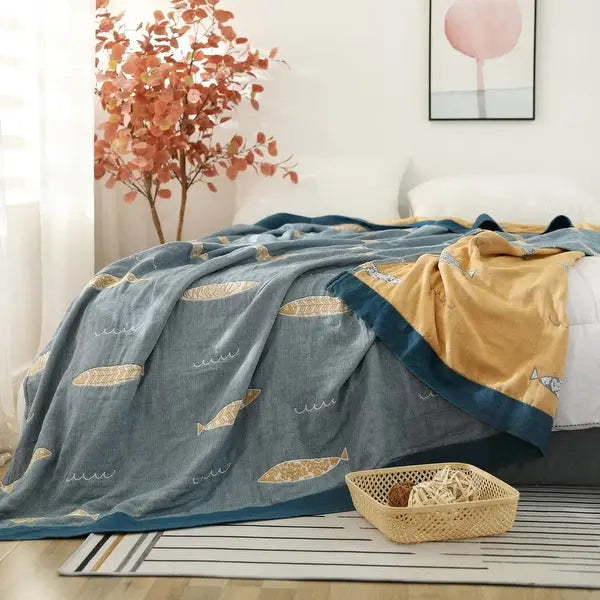Fish Muslin Throw Blanket
