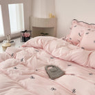 Ruffle Bow Duvet Cover Set (4 Pcs)