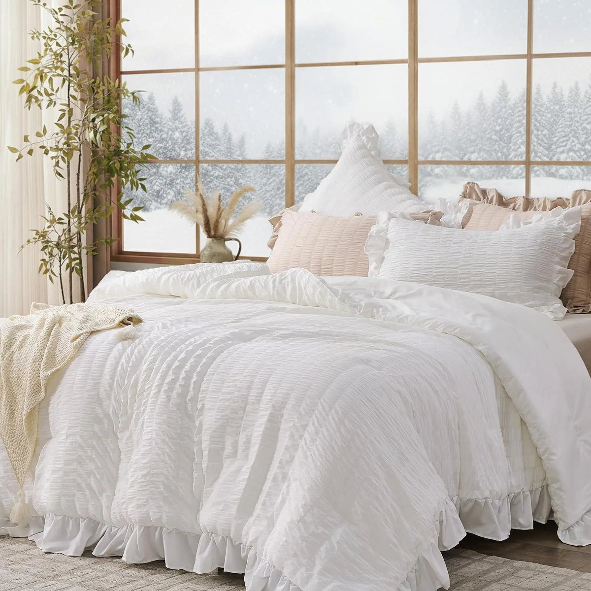 Korean Lace Seersucker Bedding Set